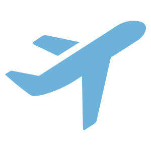 Airplane simplistically drawn taking off.